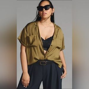 Anthropologie Olive Green Blouse